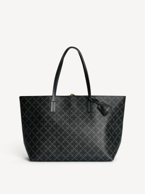 By Malene Birger Abigail Printed Tote Torbe Charcoal | HR_BB46097