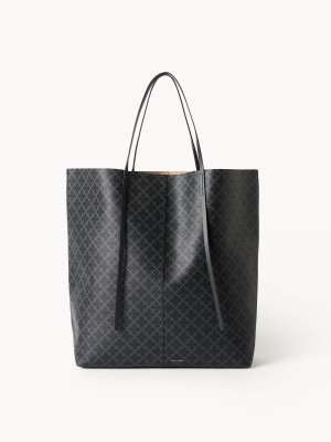 By Malene Birger Abrille Printed Tote Torbe Charcoal | HR_BB44791