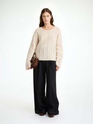 By Malene Birger Cierra Cable-knit Sweater Pletenina Oyster Gray | HR_BB12948