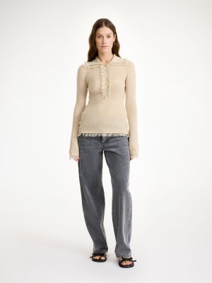 By Malene Birger Dreele Wool-blend Sweater Pletenina Oyster Gray | HR_BB37410