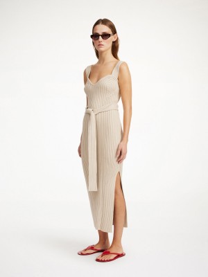 By Malene Birger Honeya Ribbed Maxi Dress Pletenina Oyster Gray | HR_BB16134