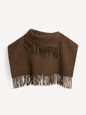 By Malene Birger Turtla Wool Fringe Bib Šalovi Shitake | HR_BB37959