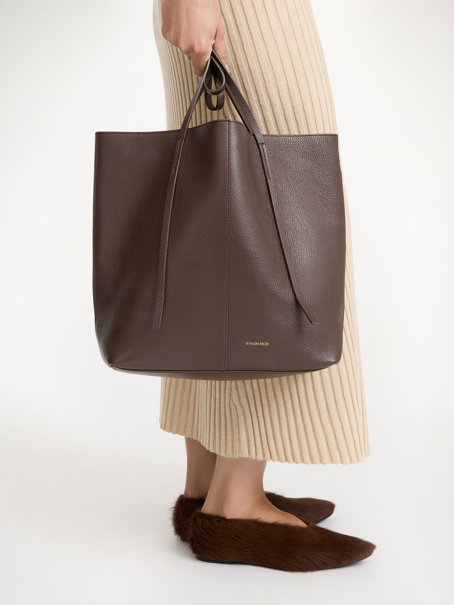 By Malene Birger Abilso Leather Tote Torbe Kafe | HR_BB33651