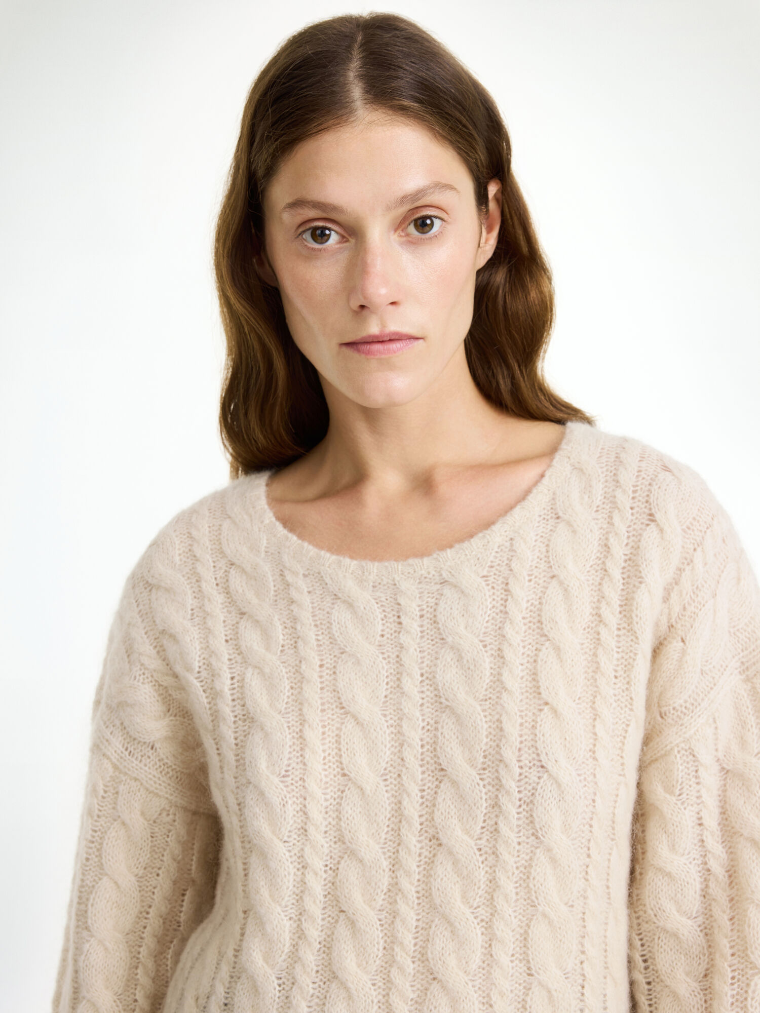 By Malene Birger Cierra Cable-knit Sweater Pletenina Oyster Gray | HR_BB12948