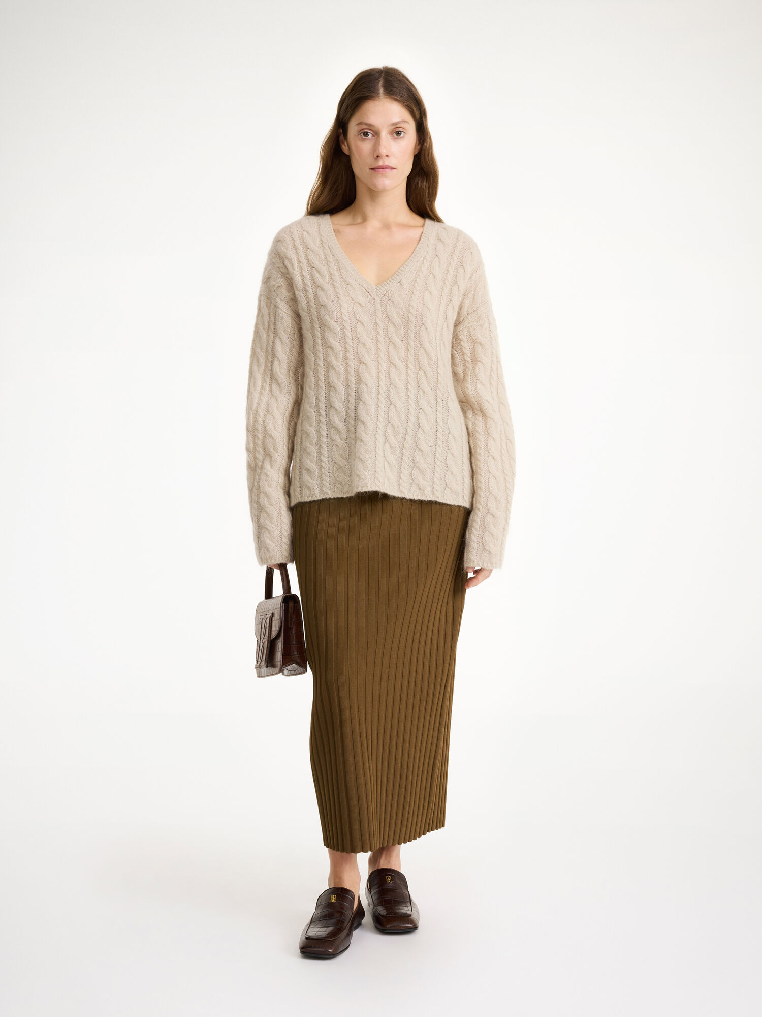 By Malene Birger Cimone Cable-knit Sweater Pletenina Oyster Gray | HR_BB46606