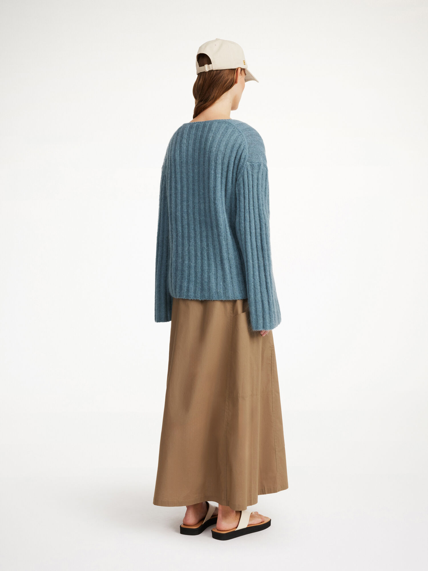 By Malene Birger Cimone Ribbed Sweater Pletenina Cool Water | HR_BB35391