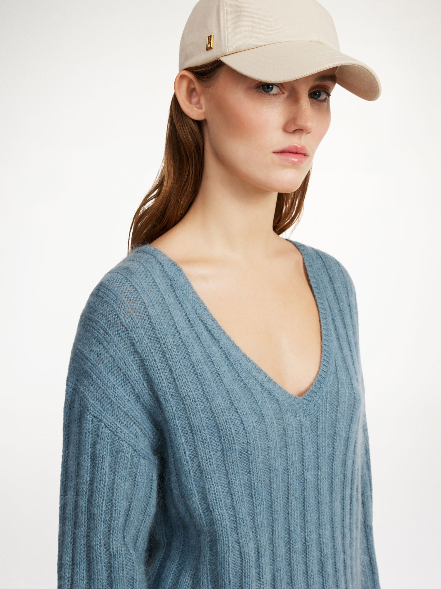 By Malene Birger Cimone Ribbed Sweater Pletenina Cool Water | HR_BB35391