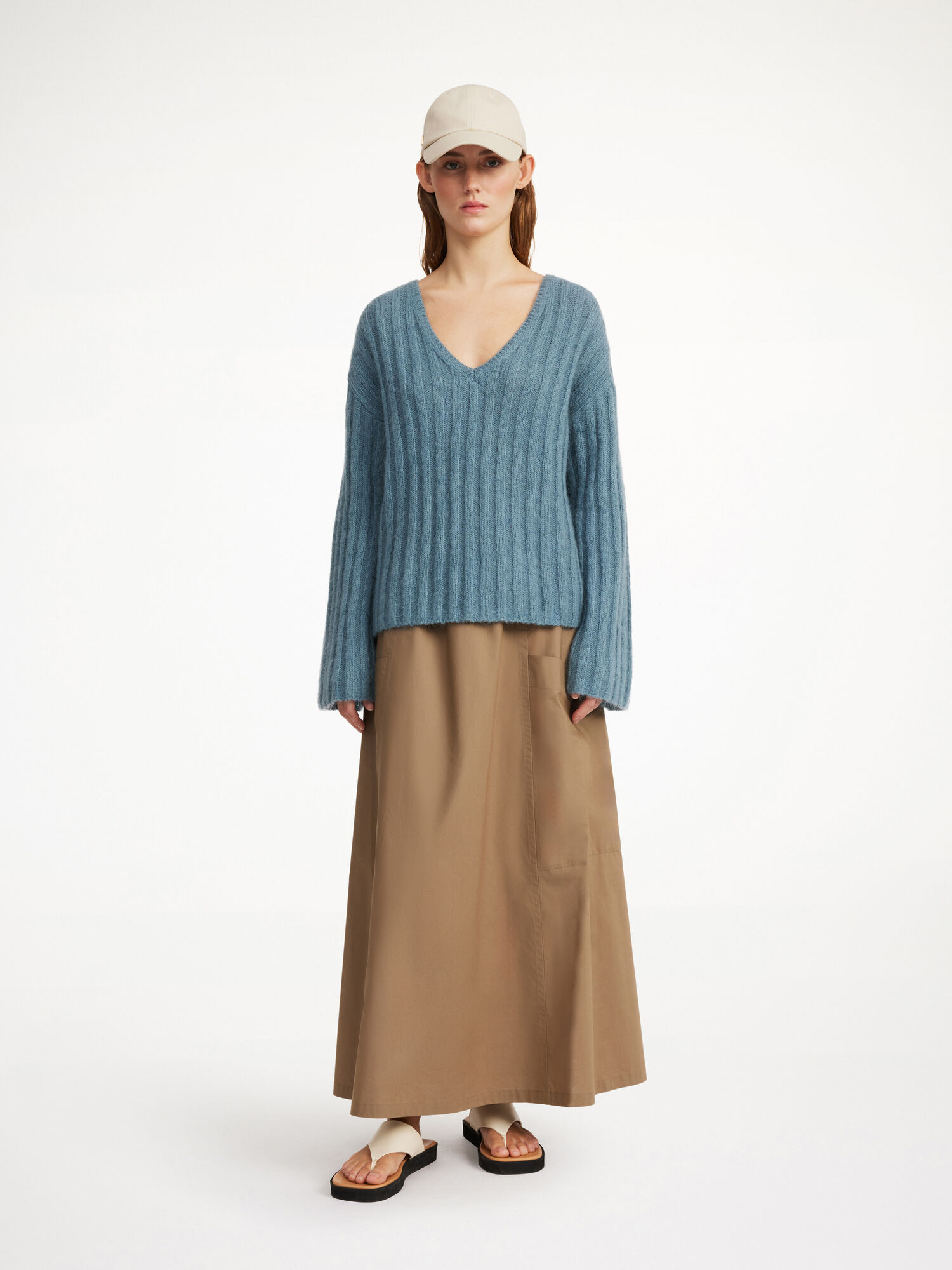 By Malene Birger Cimone Ribbed Sweater Pletenina Cool Water | HR_BB35391