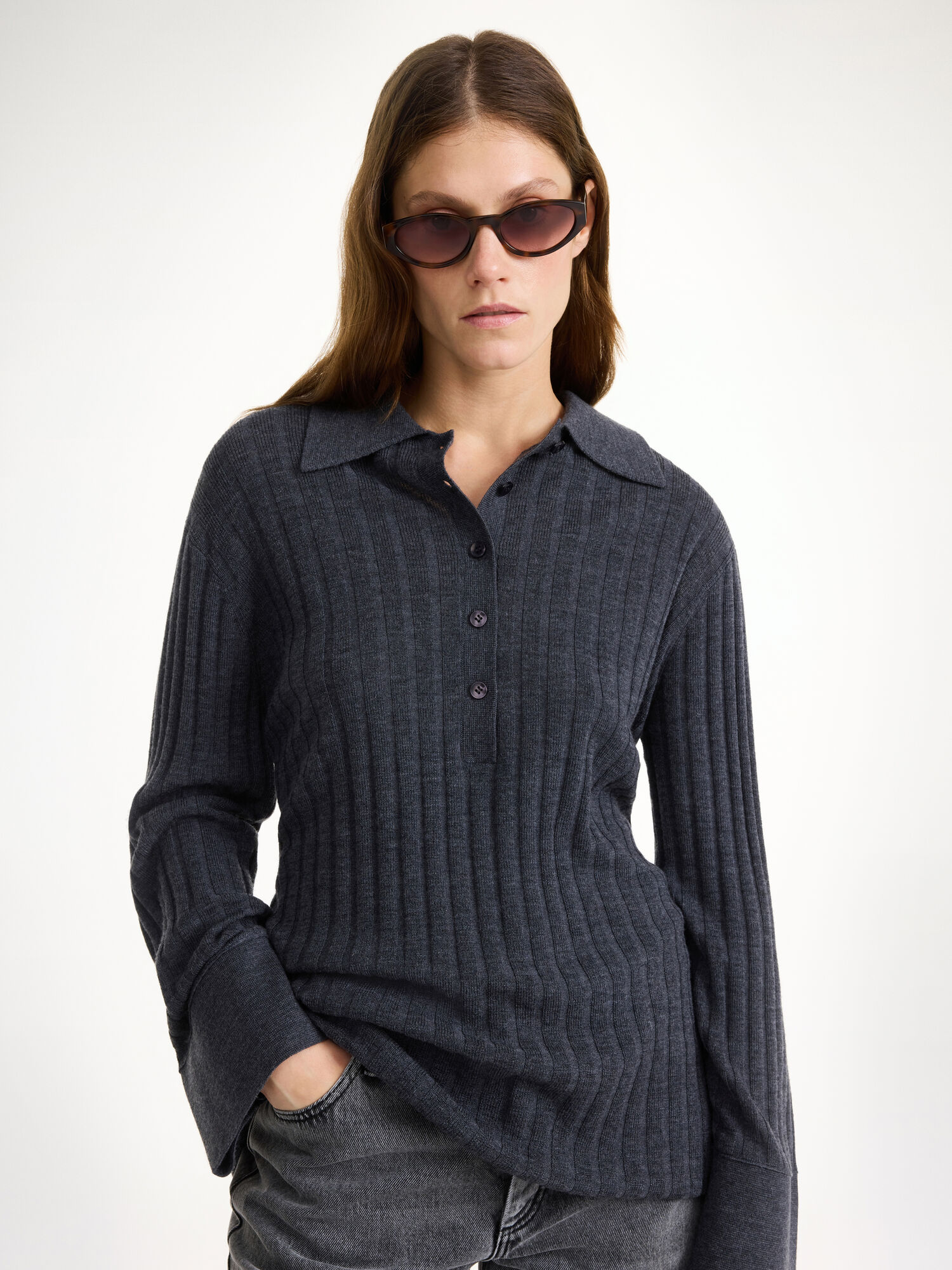 By Malene Birger Delphine Merino Wool Sweater Pletenina Sive | HR_BB68608