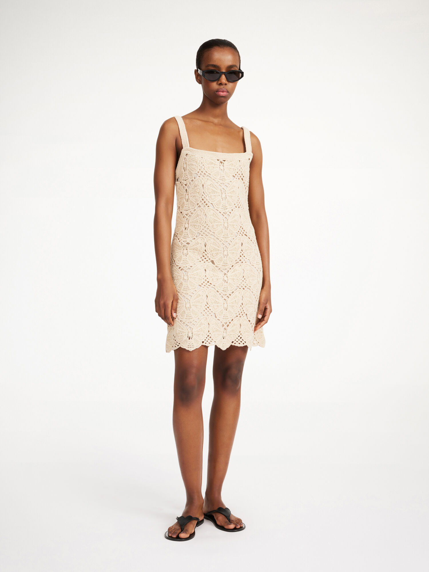 By Malene Birger Falla Crochet Mini Dress Pletenina Oyster Gray | HR_BB83085