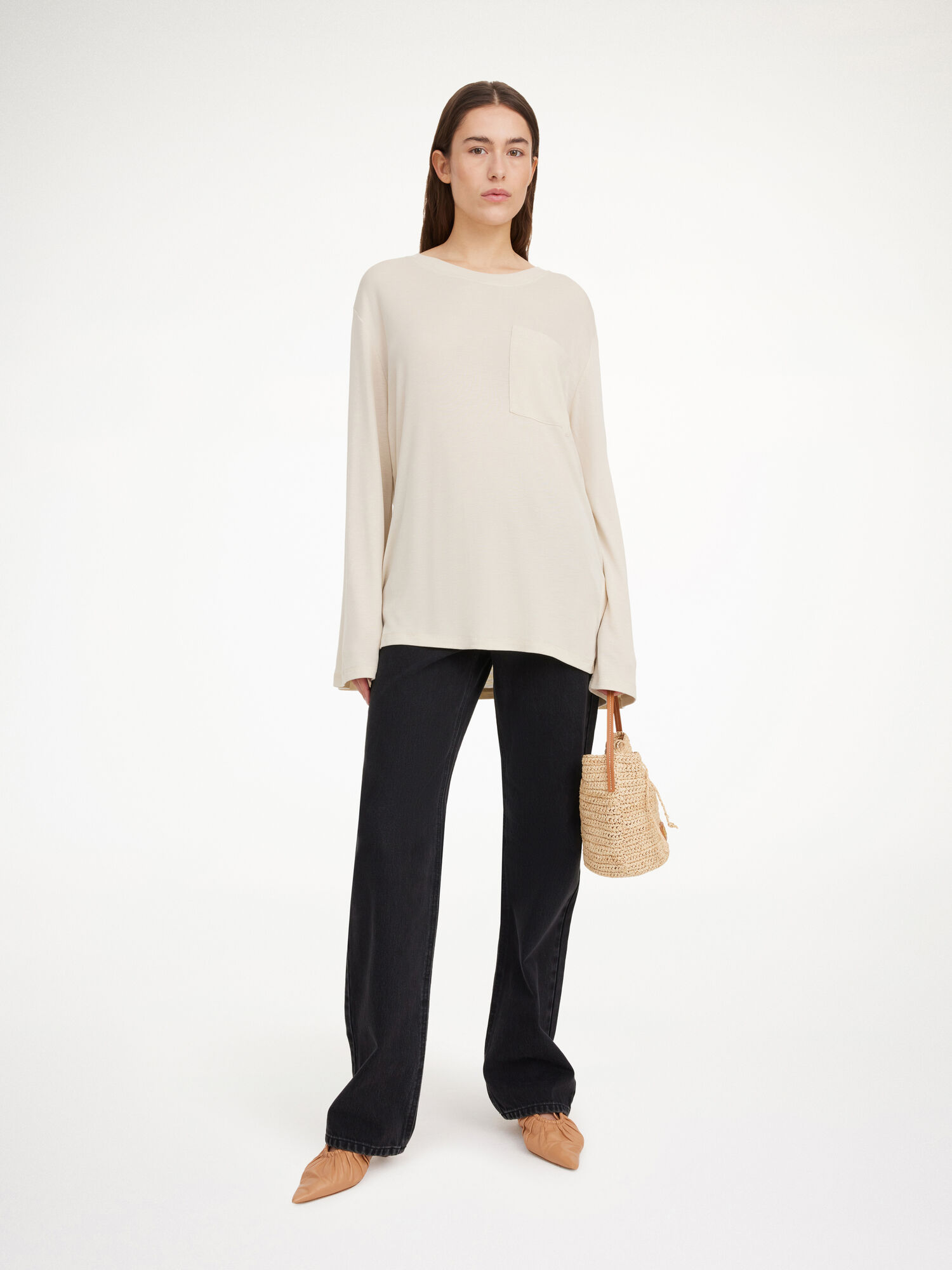 By Malene Birger Fayeh Oversized Longsleeve Topi Oyster Gray | HR_BB84684