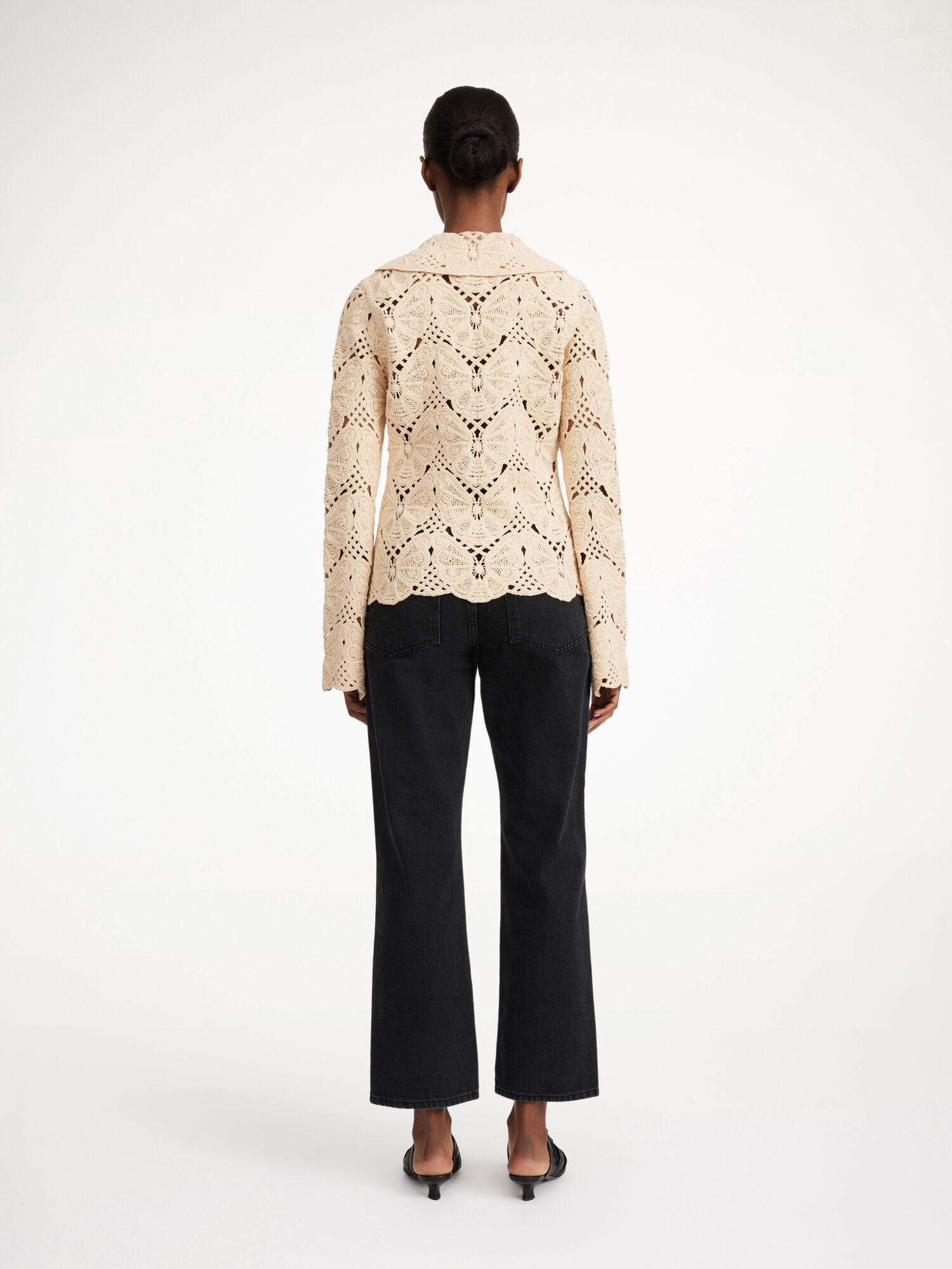 By Malene Birger Gwenevere Crochet Shirt Pletenina Oyster Gray | HR_BB19759