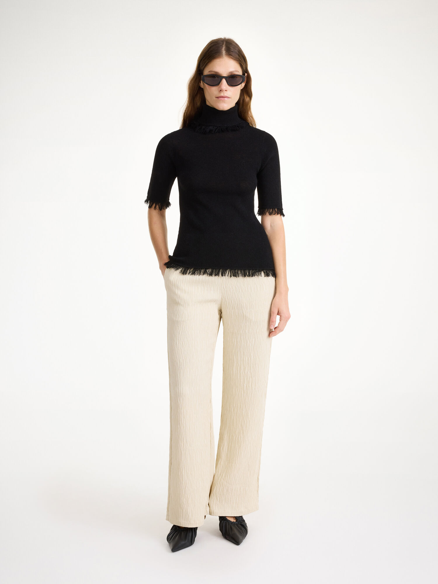 By Malene Birger Jaxa Wool-blend Top Pletenina Crne | HR_BB99876