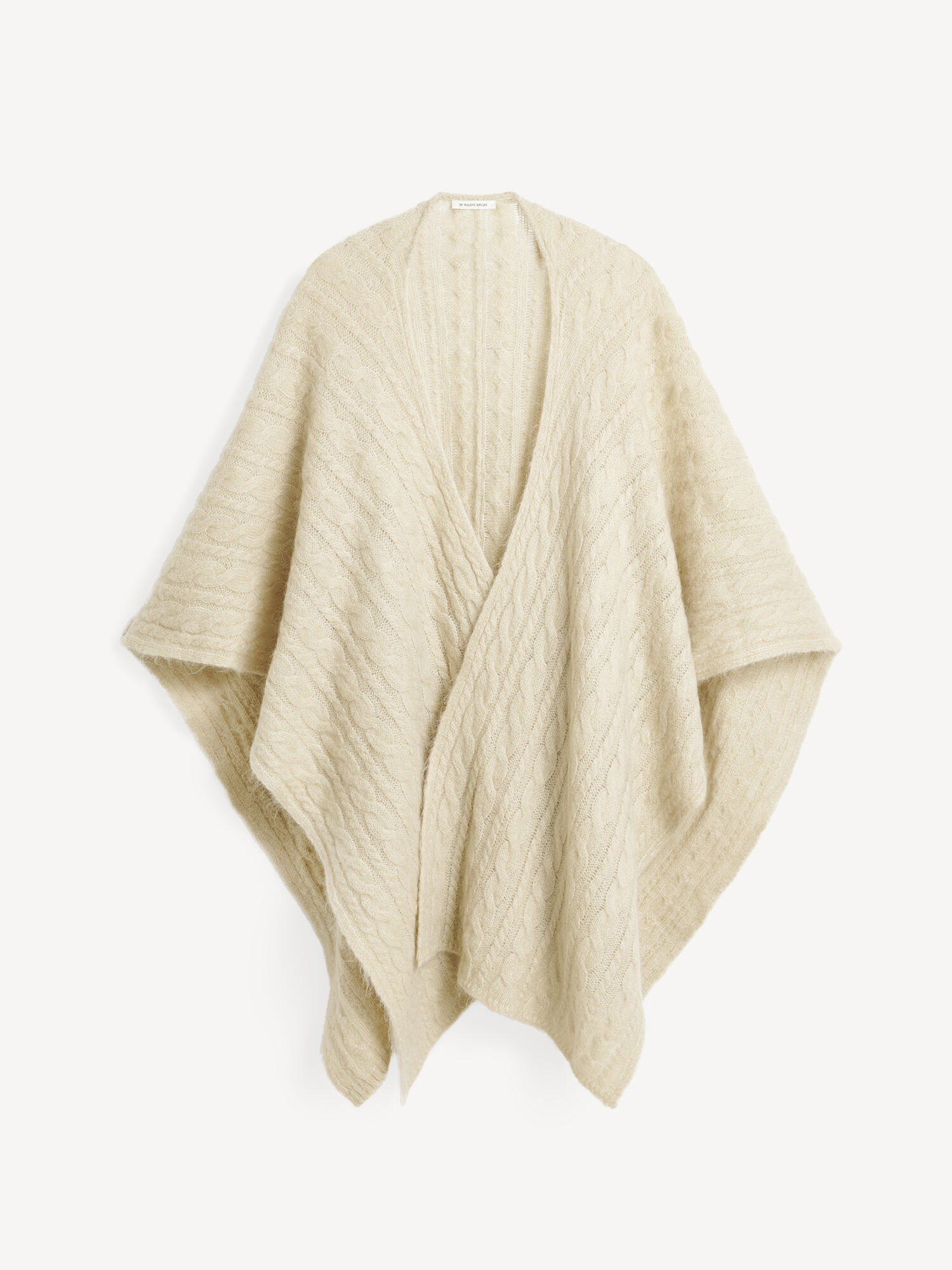 By Malene Birger Kassillas Wool-blend Poncho Pletenina Oyster Gray | HR_BB76826