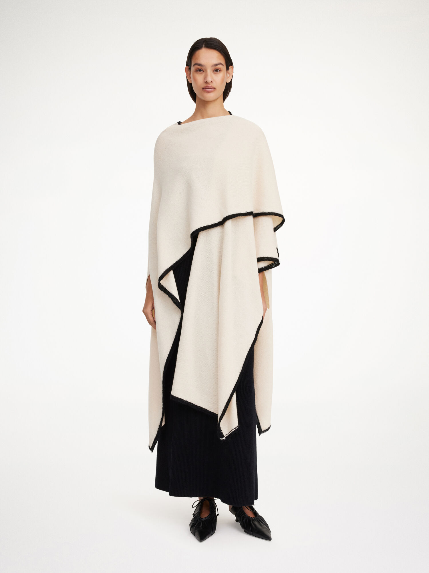 By Malene Birger Kassira Merino-blend Poncho Pletenina Oyster Gray | HR_BB87351