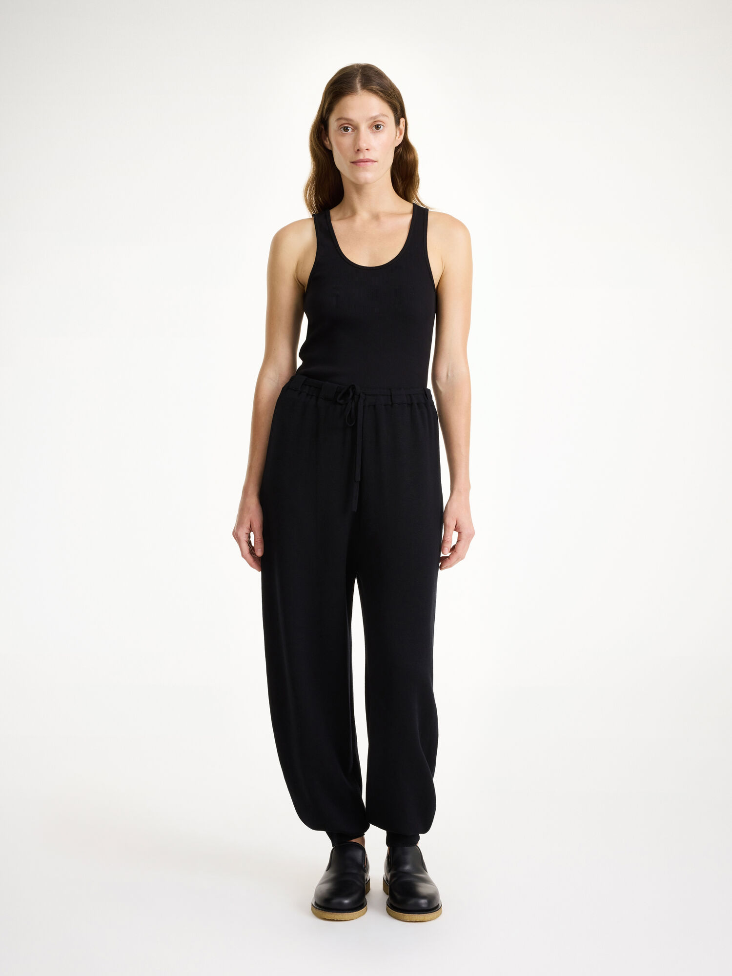 By Malene Birger Tevana High-waisted Trousers Pletenina Crne | HR_BB35979