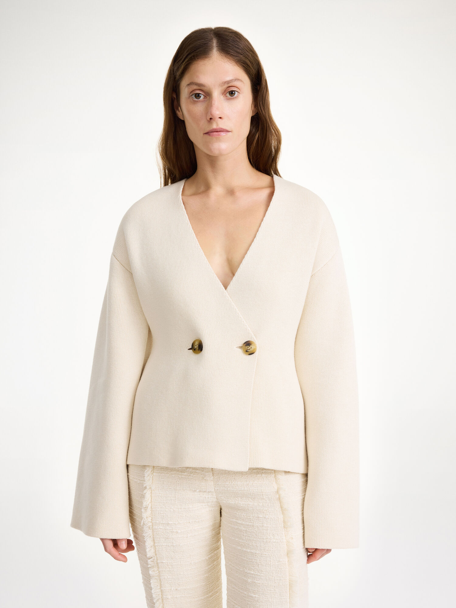 By Malene Birger Tinley Wool-blend Cardigan Pletenina Bijele | HR_BB64205